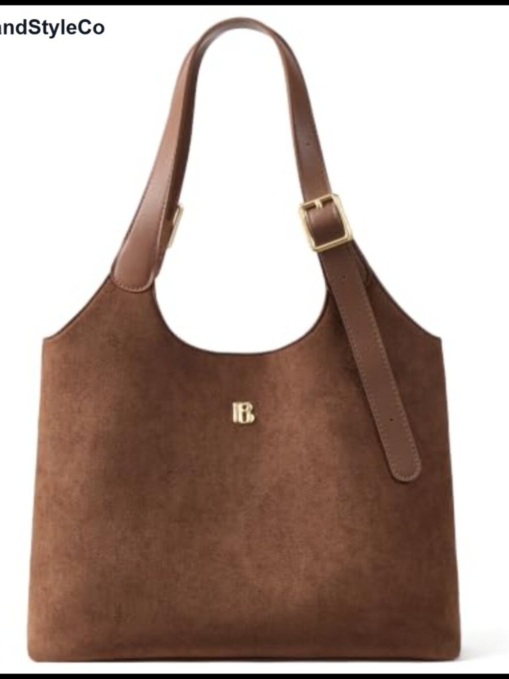 Soft Leather Suede Shoulder Handbag Adjustable Strap Wide Opening Purse